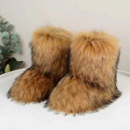 Winter Flat Heel High Top Warm Fur Snow Boots Deep Mouth Round Head Mid Sleeve Personalised Fashion Imitation