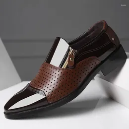 Dress Shoes Business Men's Patent Leather Mens Zip Polka Dot Male Casual Fashion Wedding Sapato Social Masculi