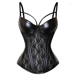 Bustiers & Corsets Gothic Sexy PU Leather Zipper Corset For Women Waist Body Shape And Lace Trainer