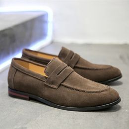 Dress Shoes Flats Men Large Size Solid Suede Casual Soft Fashion Loafers Slip on Male Lightweight Driving Flat Heel Footwear 231026
