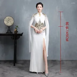 Ethnic Clothing Ladies Improved Chinese Cheongsam Sexy Long Model Show Dress Fashion Women Cantata Performance Maxi Stage Outfit 12087