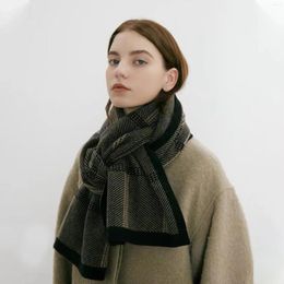 Scarves Vintage Design Plaid Cashmere Knitting Thick Scarf Simple Fashion Commuting Winter