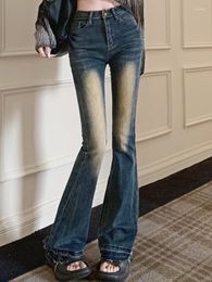 Women's Jeans Autumn Designer Vintage Flare Pants Women Pockets Sexy Elegant Slim Long Female High Waist Casual Korean 2023
