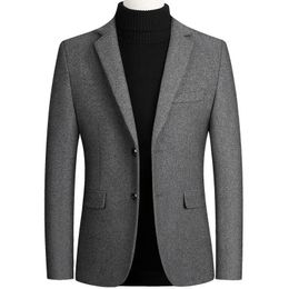 Men Blends Men Jackets Autumn and Winter Plush Thickened Suit Jacket Black Woolen High quality Short Trench Coat 231026