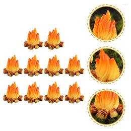 Garden Decorations 10 Pcs Fire Ornaments Model Micro Fake Campfire Camping Decor Landscaping Halloween Toys Room