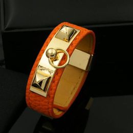 Rock Punk Big Brands Leather Bracelet Bangle for Women Men Fashion pu leather Bangle for gift294C