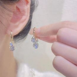 Hoop Earrings Simple Trendy Water Drop For Young Girl Fashion Minimalist Style Zircon Earring Piercing Jewelry Women Accessories