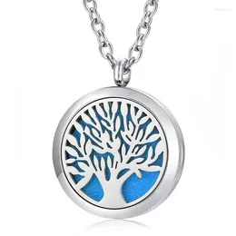 Pendant Necklaces 10pcs/lot Tree Of Life Aroma Locket Jewellery 316L Stainless Steel Essential Oil Diffuser Lockets Necklace