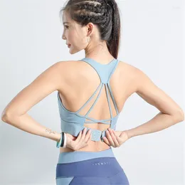 Yoga Outfit Adjustable Back Buckle Fitness Brassiere Sport Femme Bra Cross Seamless Gym Sports Women Running Top