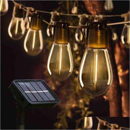 Christmas Decorations Garden Solar Light Garland Bb Edison String Lights Retro Glass Fairy Lamp Outdoor Waterproof Party Decoration G0 Dhfwh