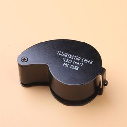 40X Portable Folding Magnifier Loupe Illuminated Magnifier Magnifying Glass Jewelry Coins Stamps Antiques with LED light292j