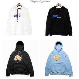 Designer Clothing Fashion Sweatshirts Palmes Angels Broken Letter Flock Embroidery Loose Relaxed Men's Women's Hooded Sweater Casual Pullover Tops Blue KVZI