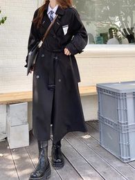Women's Trench Coats Black Windbreaker Coat Mid-length Female Elegant Spring Autumn Office Lady Fashion Long