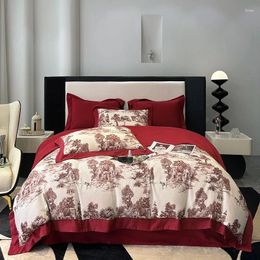 Bedding Sets Vintage Pastoral Style All-cotton Sanding 4 Pcs Floral Printed Cotton Quilt Cover Bed Sheet Nantong Wholesale