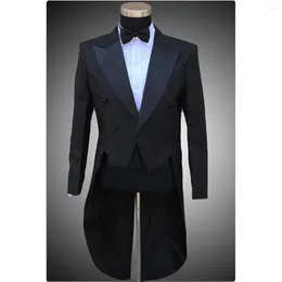 Men's Suits Tuxedo Long Jacket Men Elegant Formal Wedding Outfits One Piece Coat Double Breasted Peaked Lapel Fashion Ropa Hombre