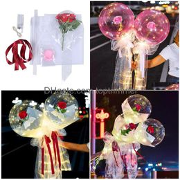 Balloon Led Luminous Rose Bouquet Transparent Bobo Ball Valentines Day Gift Birthday Party Decoration Balloons Zze11599 Drop Delivery Dhtc9