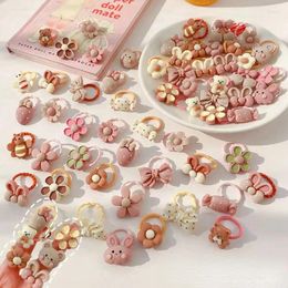 Hair Accessories 20Pcs/Set Cute Cartoon Bear Band Girls Elastic Rubber Headwear Flower Bow Baby Kids Ornaments