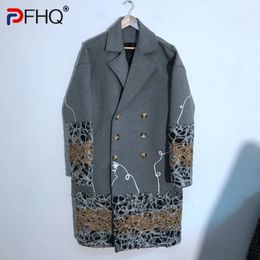 Men Blends PFHQ Autumn Cool Handmade Floral Space Cotton Fashionable Handsome Windbreaker Chic Personalised Loose Trench Coat 21Z1003 231026