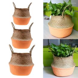 Storage Baskets 3pieces Handmade Seagrass Wicker Basket Garden Flower Pot Laundry Container Toy Holder Clothes Organiser