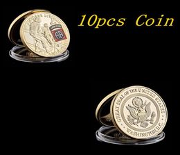 10pcs Gold Military USA 24k Gold Plated Challenge Coin Craft 82nd Airborne Division United States Army Collectible Gifts8129518