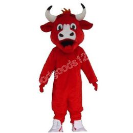 High quality red cow Mascot Costumes Halloween Fancy Party Dress Cartoon Character Carnival Xmas Advertising Birthday Party Costume Outfit