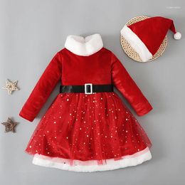 Girl Dresses Girls Christmas Dress Autumn And Winter Children Europe The United States Lace Hat Two-piece Set