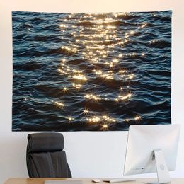 Tapestries Shimmering Sea Surface Scenery Vacation Tapestry River Wall Decor Bedroom Decoration Bedding Room Decorative 231026
