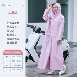 Rain Wear Fashion Long Raincoat Removable Double Hood Brim HD Visor EVA Waterproof Zipper Poncho Outdoor Loose Jacket Rainsuit 231025