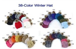 Christmas Eve New Year Gift 38 styles CC Adult Winter Warm Hat Ladies Soft Elastic Cord Knitted Pompom Beanie Girl Skiing Christmas ZZ