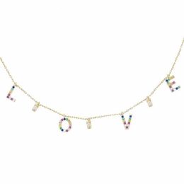 2019 valentines gift necklace for girlfriend love letter cz charm with rainbow cz gold plated statement necklaces3005