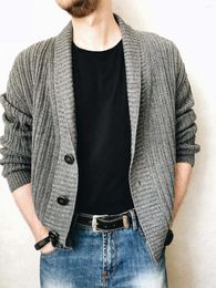 Men's Sweaters Autumn V-Neck Cardigan With Long Sleeves Urban Style Knitted Sweater For Men