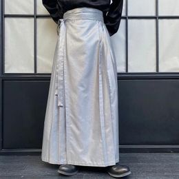 Men's Pants Chinese Style Horse Face Skirt Men And Women Pleated Fashion Loose Casual Vintage Long Baggy Stage Clothes Trousers