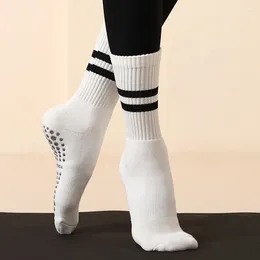 Athletic Socks Terry Fabric Yoga Autumn Winter Gym Workout Pilates Fashion Striped Professional Non-slip Ballet Dance Sports