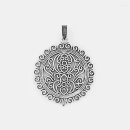 Pendant Necklaces 2PCS Tibetan Silver Hollow Filigree Lotus Round Flower Charm For Necklace Jewellery Making Accessories 65x56mm