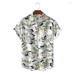 Men's Casual Shirts Men's Summer Brand Fashion Loose 3D Flamingo Hawaiian 2023 Trend Male Streetwear Versatile Birds Print Social