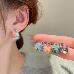 Stud Earrings 2023 Colourful Plush Mini Bag With Winding Yarn Unique Temperament Female For Autumn Winter Accessories