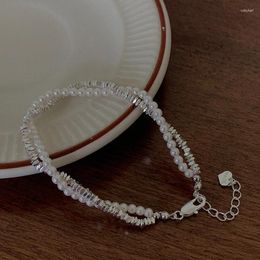 Strand Vintage Silver Colour Double Layer Imitation Pearl Bracelet For Women Girl Design Bead Korean Jewellery Drop Wholesale