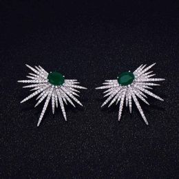 GODKI Brand Popular Luxury Crystal Zircon Stud Spark Shape Flower Earrings Fashion Jewelry for women222a