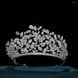 Hair Clips ROSABELLA European Attractive Crystal Crowns Tiaras Cubic Zirconia Headdress Bride Headband Wedding Headress