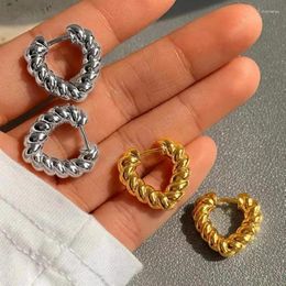 Hoop Earrings Vintage Metal Gold Colour Simple Heart For Women Girls Fashion Round Earring Jewellery Trendy Gifts E1126