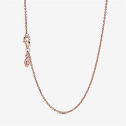 New arrival 925 Sterling Silver Rose Gold Classic Cable Chain Necklace With Lobster Clasp Fit European Pendants and Charms Fine Je243S