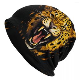 Berets Abstract Animal Beanie Hats Golden Cheetah Knitted Hat Kpop Warm Soft Men Women Caps Winter Pattern Retro Bonnet Gift Idea