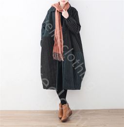 Winter Coat New Original Design Fleece Jacket Loose Large Size Women's Vertical Stripes Cotton Padded Coat Wool Cotton Coat