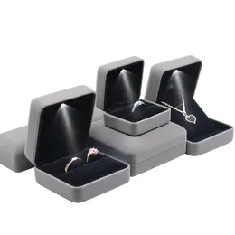 Jewellery Pouches Velvet LED Light Jewellery Gift Box Valentine's Day Wedding Ring Pendant Earring Display Packaging Cases