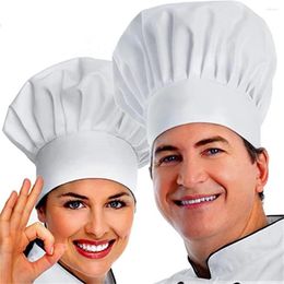 Berretti da Cucina Bianchi Cappello da Cuoco Regolabile da Uomo Cucina Ricamo Pieghettato Elastico Catering Cappello da Donna Fornello da Lavoro