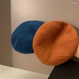 Berets 202312-24-xx Autumn Winter Crop Design Wool Felt Leisure Beret Hat Men Women Painter