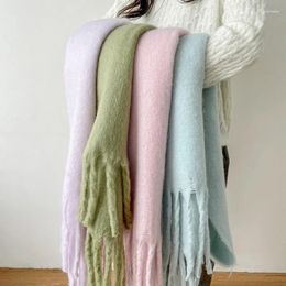 Scarves Winter Poncho Scarf Warm Shawl And Wrap Cashmere Pashmina Blanket Bufanda Echarpe Women Solid Thick Lady Bandana