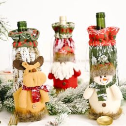Christmas Decorations Christmas Wine Bottle Cover Santa Claus Snowman Deer Bottles Cover Bags Knitted Sleeve Dining Room Table Home 12 LL