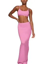 Two Piece Dress Stylish Y2K Women S Maxi Skirt Set With Bodycon Crop Top And Split Long - Sleeveless Spaghetti Strap Design For A Chic