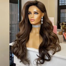 180density Brazilian Hair Body Wave Ash Brown Blonde Highlights Coloured Lace Front Wig Transparent Lace Frontal Wigs Synthetic for Women